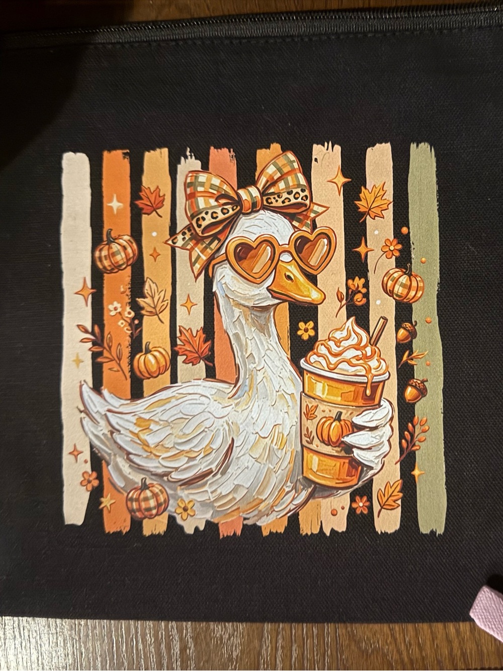 Source Unknown Fall Duck Cosmetic Bag in Black, White, Orange, Tan